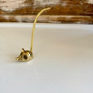 Vintage Mid Century Modern Brass Mouse Animal Figurines Trinkets Ring Holder
